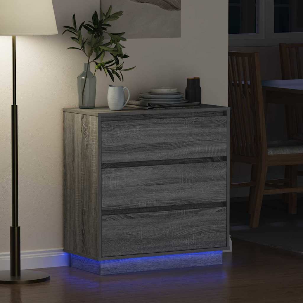 Bedside Cabinet Grey 71 x 34.5 x 75 cm Engineered wood