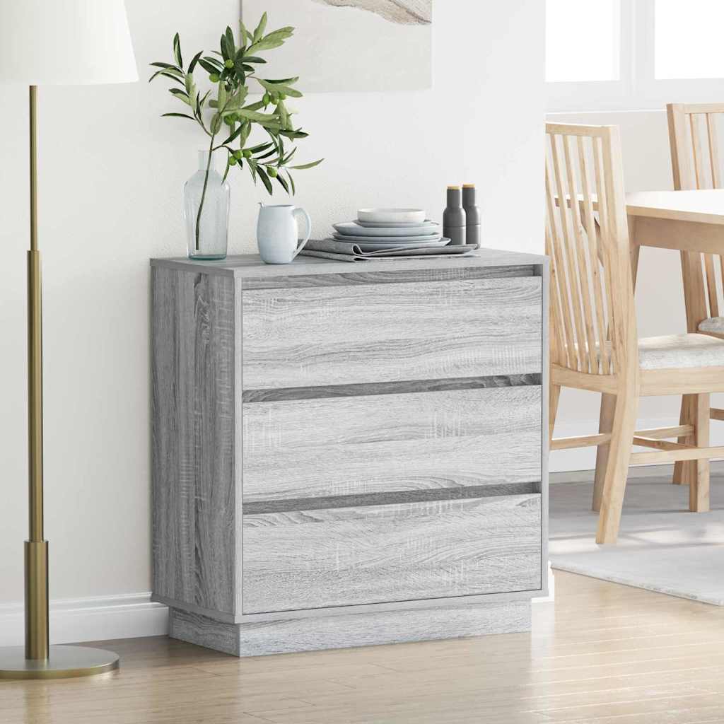 Bedside Cabinet Grey 71 x 34.5 x 75 cm Engineered wood