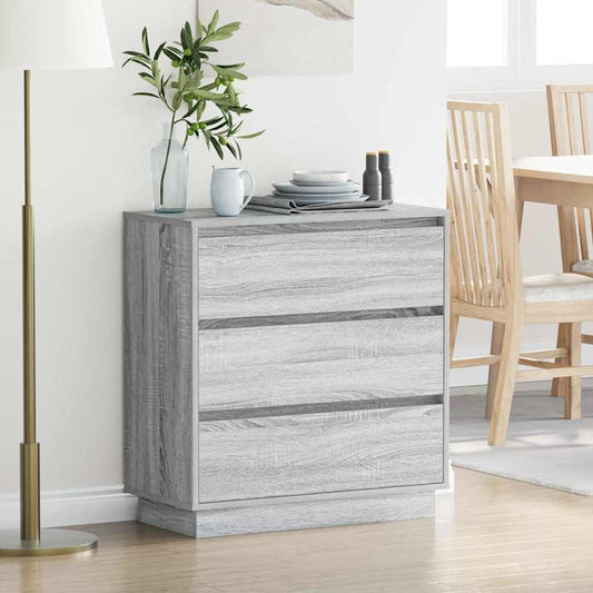 Bedside Cabinet Grey 71 x 34.5 x 75 cm Engineered wood