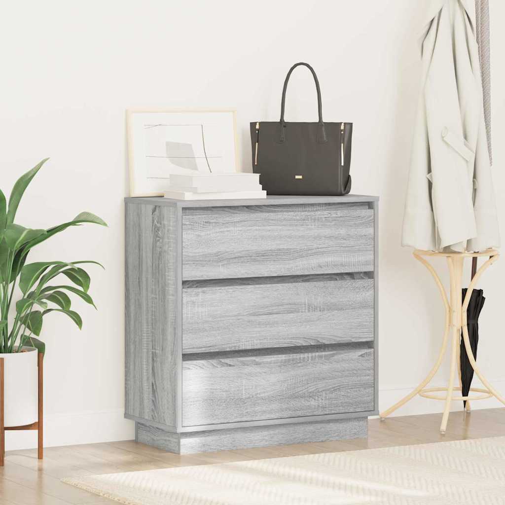 Bedside Cabinet Grey 71 x 34.5 x 75 cm Engineered wood