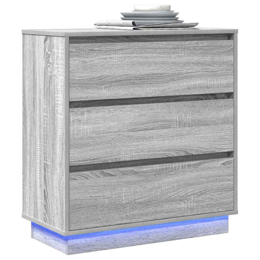 Bedside Cabinet Grey 71 x 34.5 x 75 cm Engineered wood