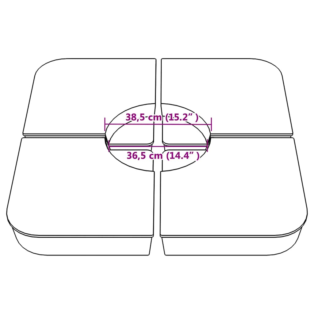 4 Piece Parasol Base Set for Cross Stand Parasol 100 kg PP