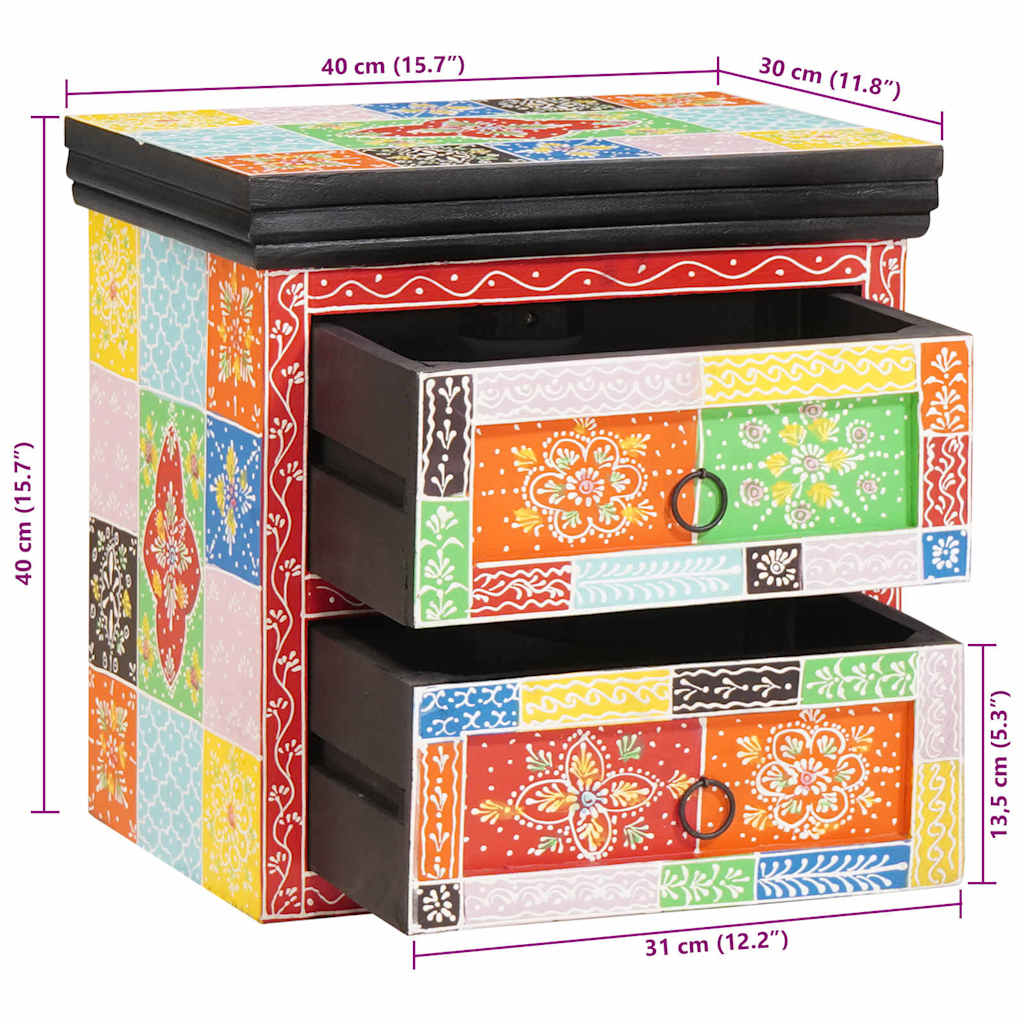 Bedside Cabinet Multicolour 40 x 30 x 40 cm Solid Mango wood