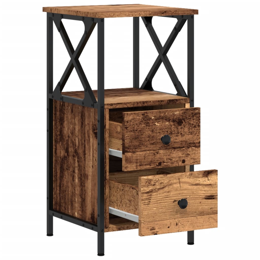 Bedside Cabinet Old Wood 34x35.5x70 cm Engineered Wood