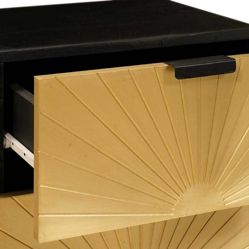 Bedside Cabinet with Drawer Black and Gold 40 x 33.5 x 46 cm