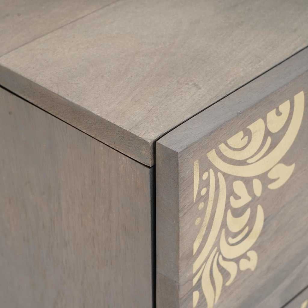 Bedside Cabinet Grey 40 x 33 x 46 cm Solid Mango Wood