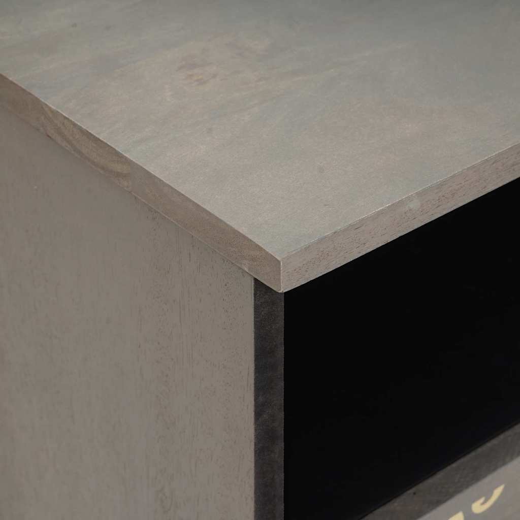 Bedside Cabinet Grey 40 x 33 x 46 cm Solid Mango Wood