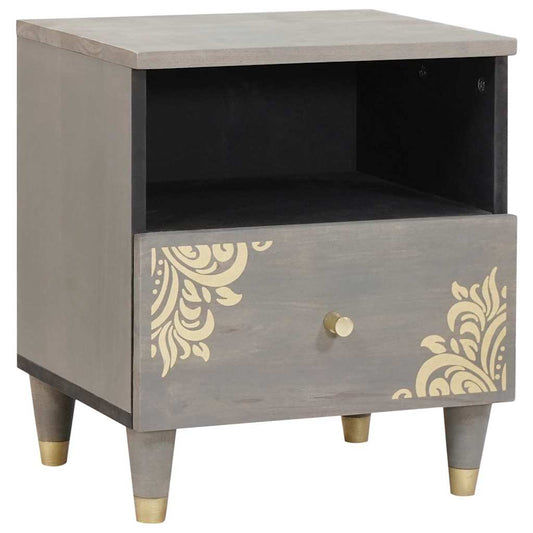 Bedside Cabinet Grey 40 x 33 x 46 cm Solid Mango Wood