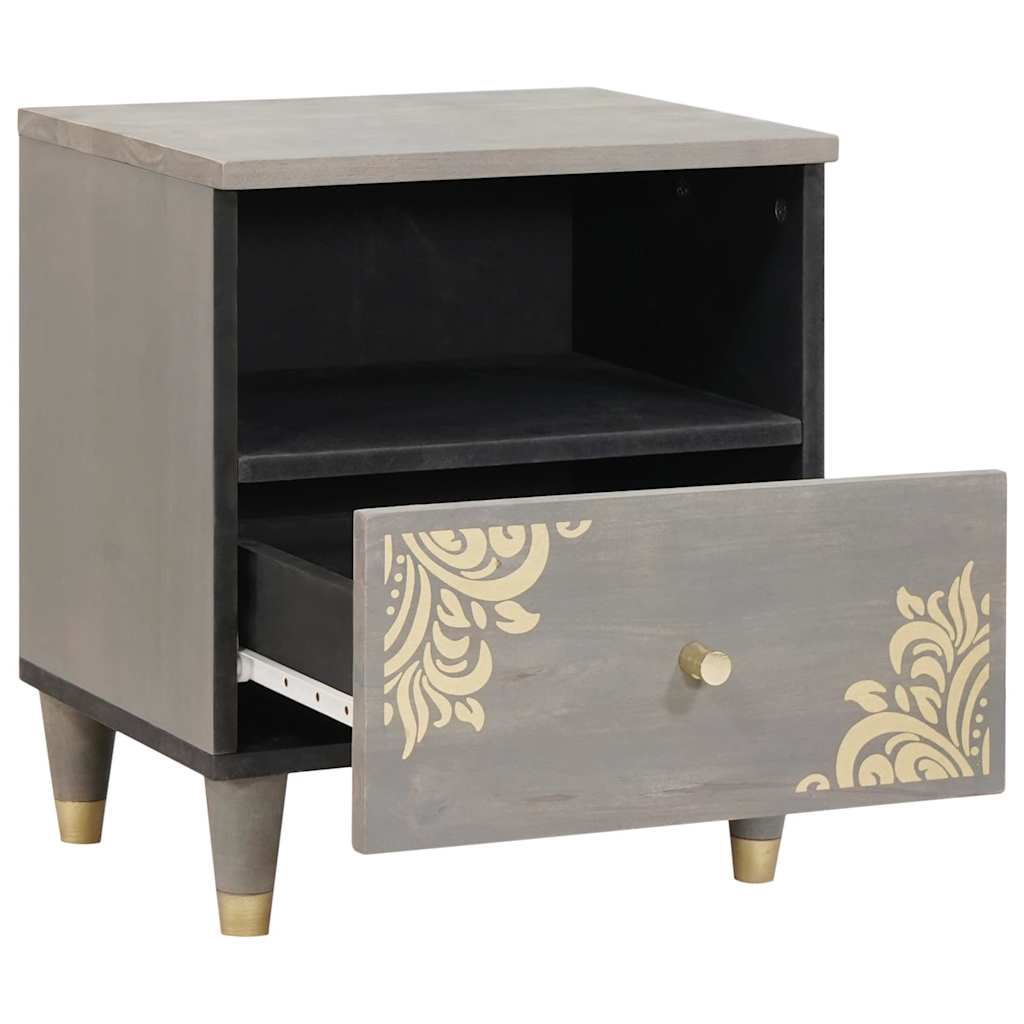 Bedside Cabinet Grey 40 x 33 x 46 cm Solid Mango Wood