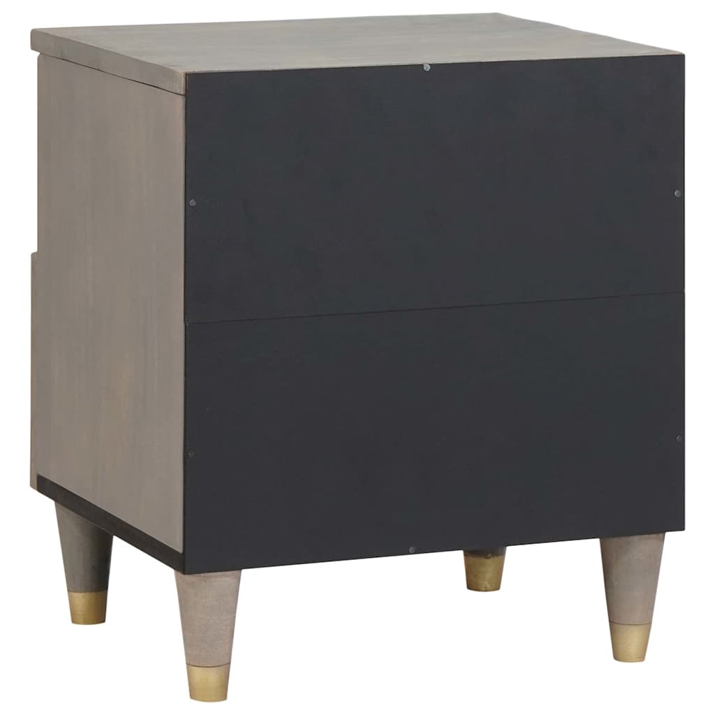Bedside Cabinet Grey 40 x 33 x 46 cm Solid Mango Wood