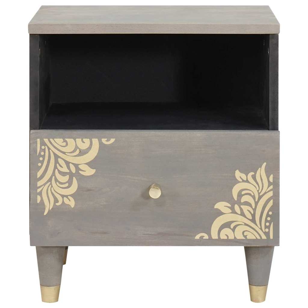 Bedside Cabinet Grey 40 x 33 x 46 cm Solid Mango Wood