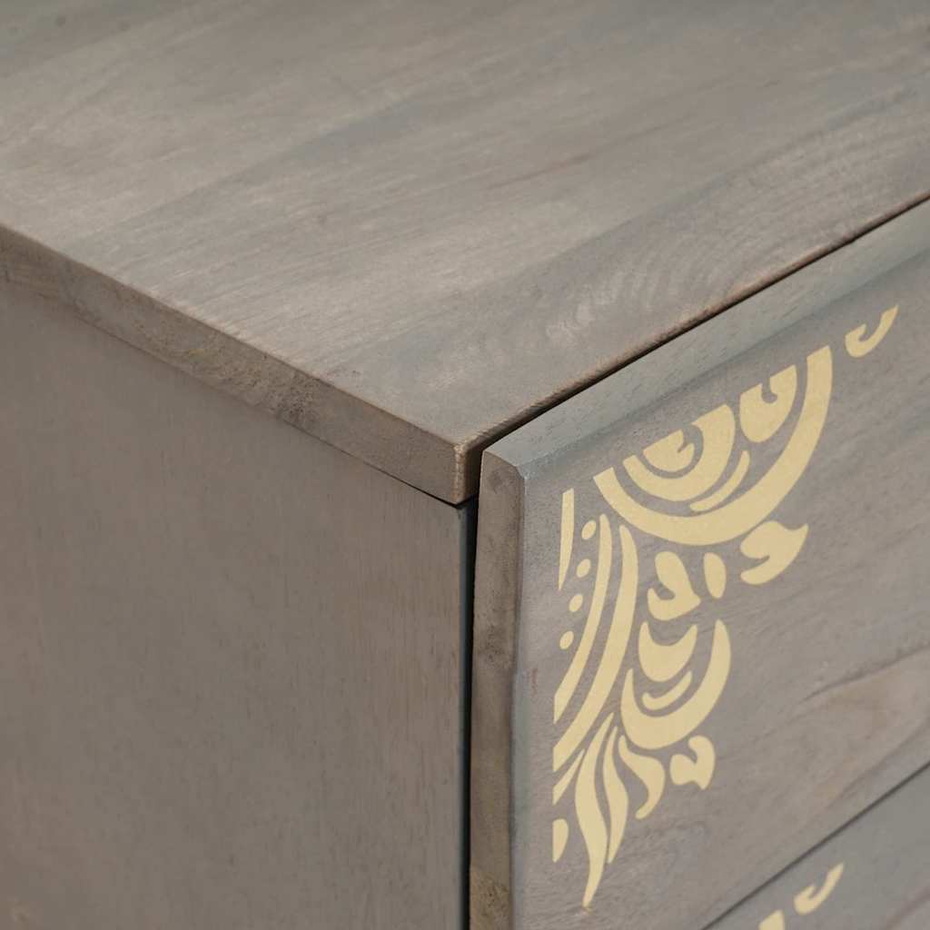 Bedside Cabinet Grey 50 x 33 x 62 cm Solid Mango Wood
