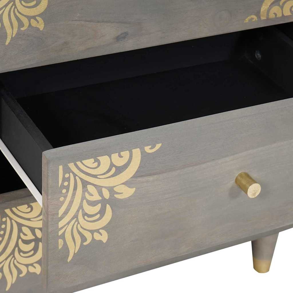 Bedside Cabinet Grey 50 x 33 x 62 cm Solid Mango Wood