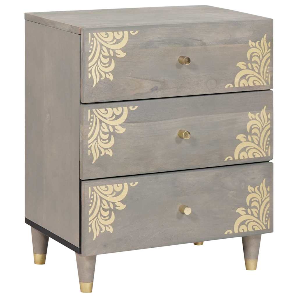 Bedside Cabinet Grey 50 x 33 x 62 cm Solid Mango Wood