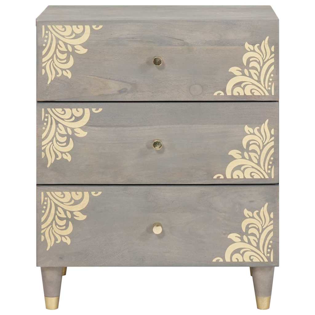 Bedside Cabinet Grey 50 x 33 x 62 cm Solid Mango Wood
