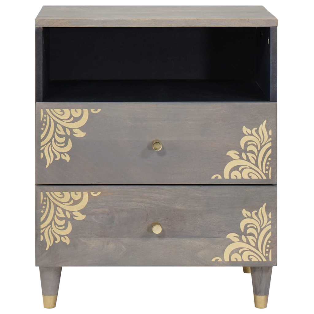 Bedside Cabinet Grey 50 x 33 x 62 cm Solid Mango Wood