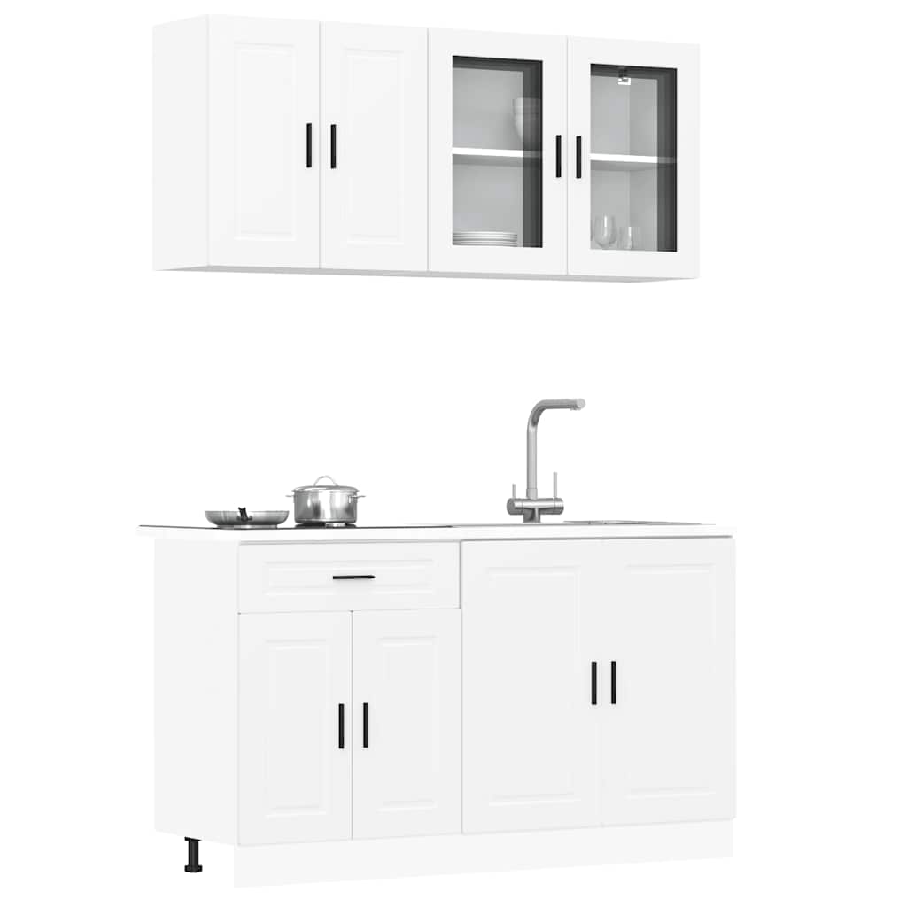 4 Piece Kitchen Cabinet Set Porto White Engineered Wood