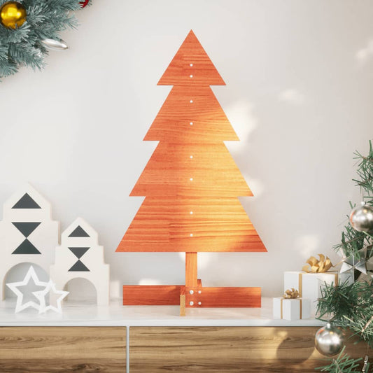 Wooden Christmas Tree for Decoration Wax Brown 80 cm Solid Wood Pine