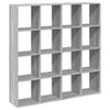 Stylish Grey Sonoma Engineered Wood Book Cabinet with 16 Open Compartments