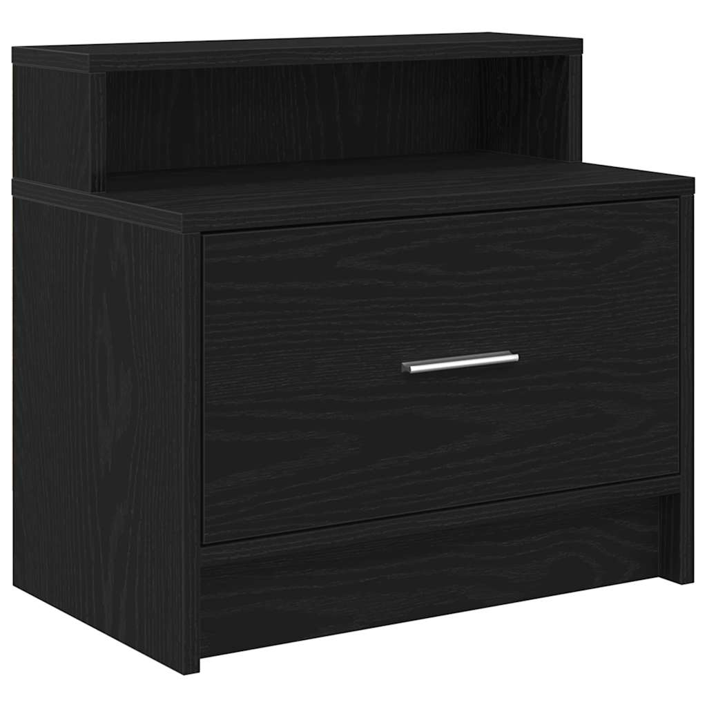 Bedside Cabinet with Drawer Black Oak 51x31x47 cm