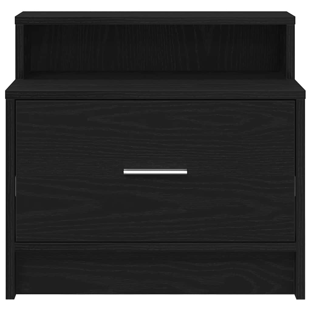 Bedside Cabinet with Drawer Black Oak 51x31x47 cm