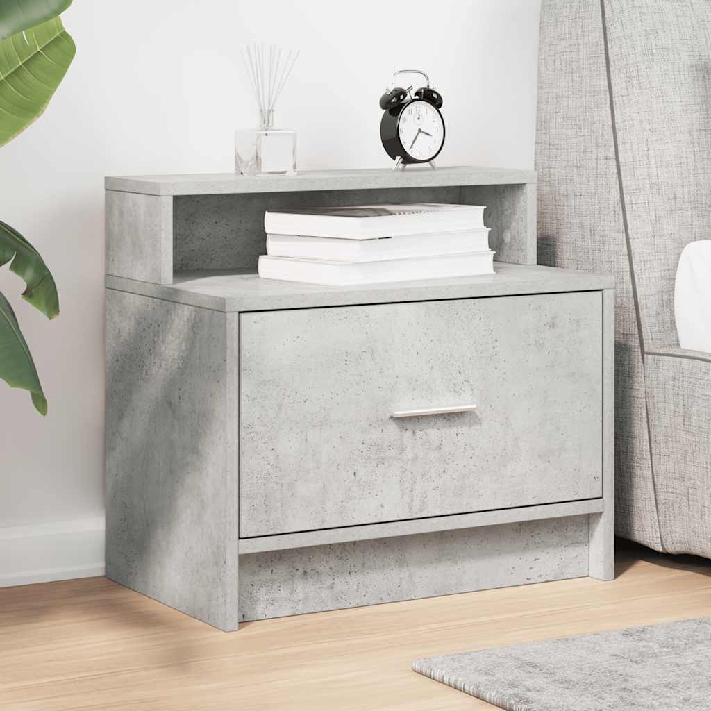 Bedside Cabinet with Drawer Concrete Grey 51x31x47 cm