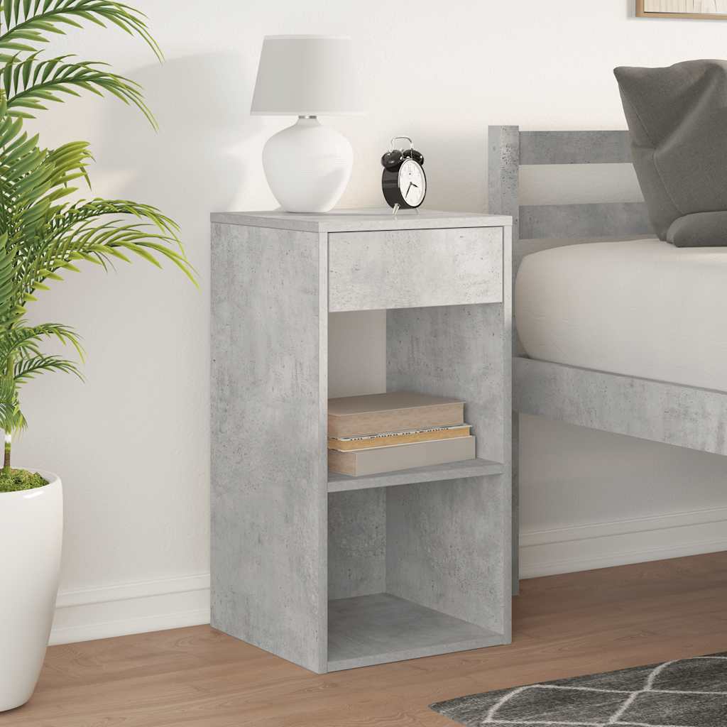 Bedside Cabinet with Drawer Concrete Grey 35x34x66.5 cm
