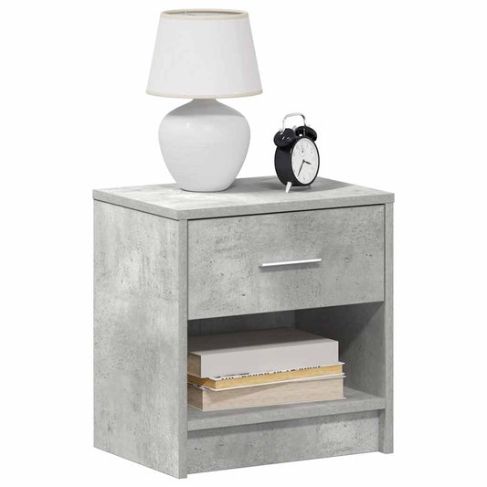 Bedside Cabinet with Drawer Concrete Grey 39x28x41 cm