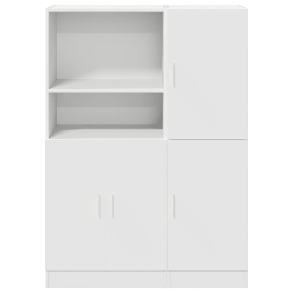 2 Piece Kitchen Cabinet Set White Engineered Wood