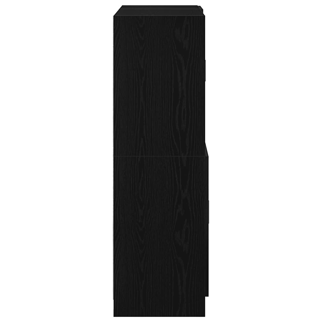 2 Piece Kitchen Cabinet Set Black Engineered Wood