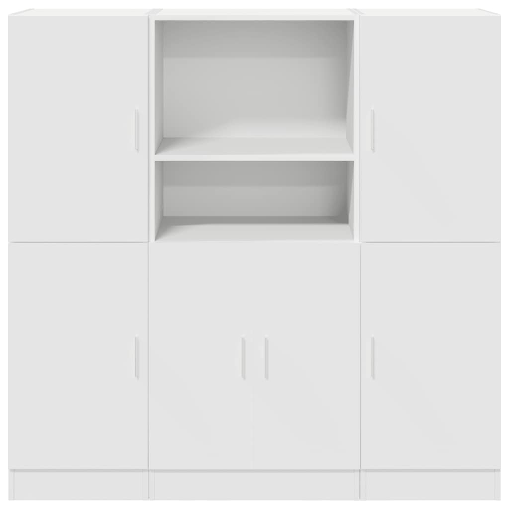 3 Piece Kitchen Cabinet Set White Engineered Wood