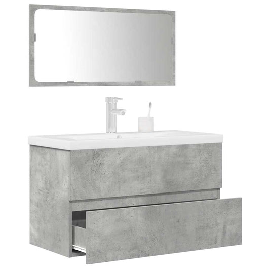 3 Piece Bathroom Furniture Set Concrete Grey Engineered Wood
