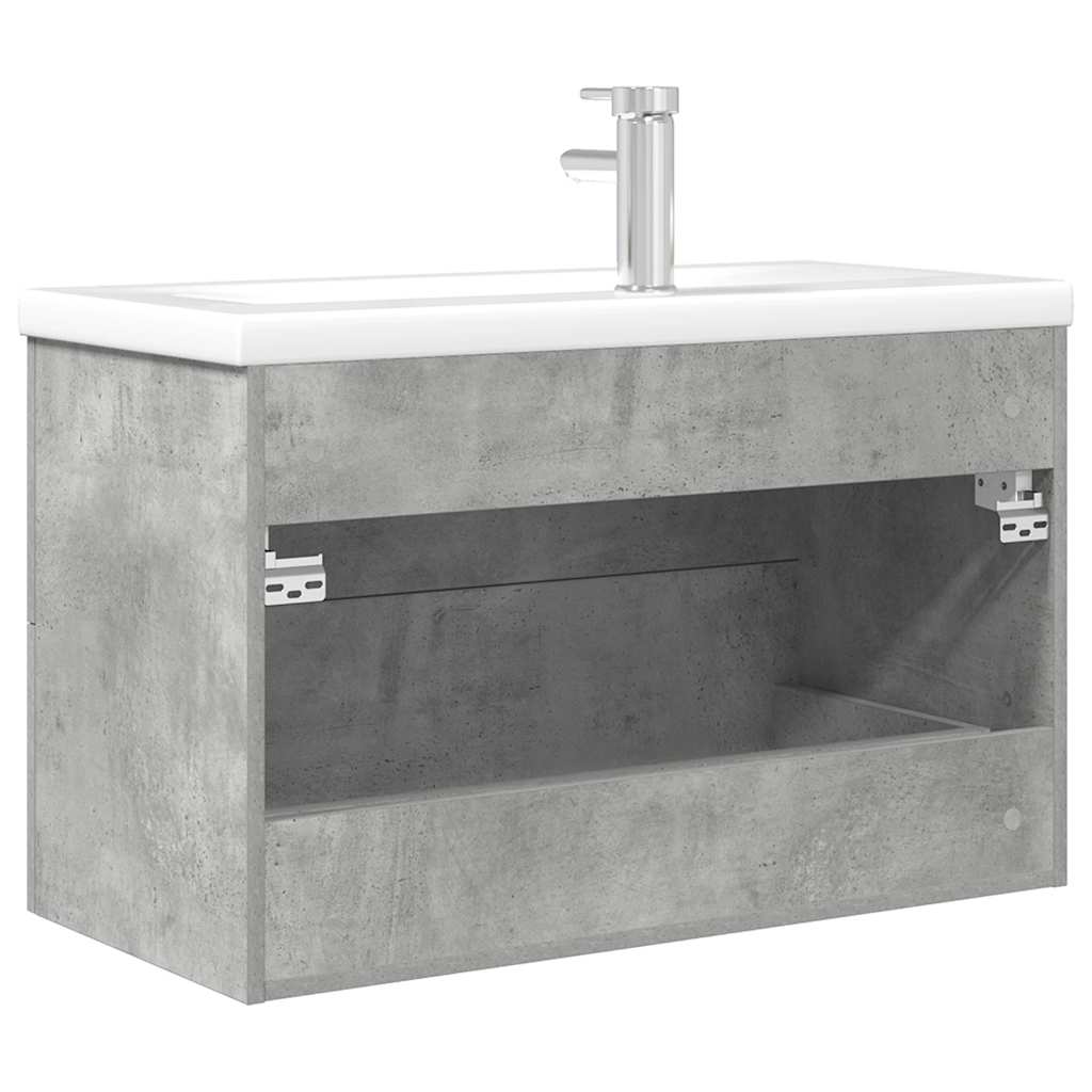 2 Piece Bathroom Furniture Set Concrete Grey Engineered Wood