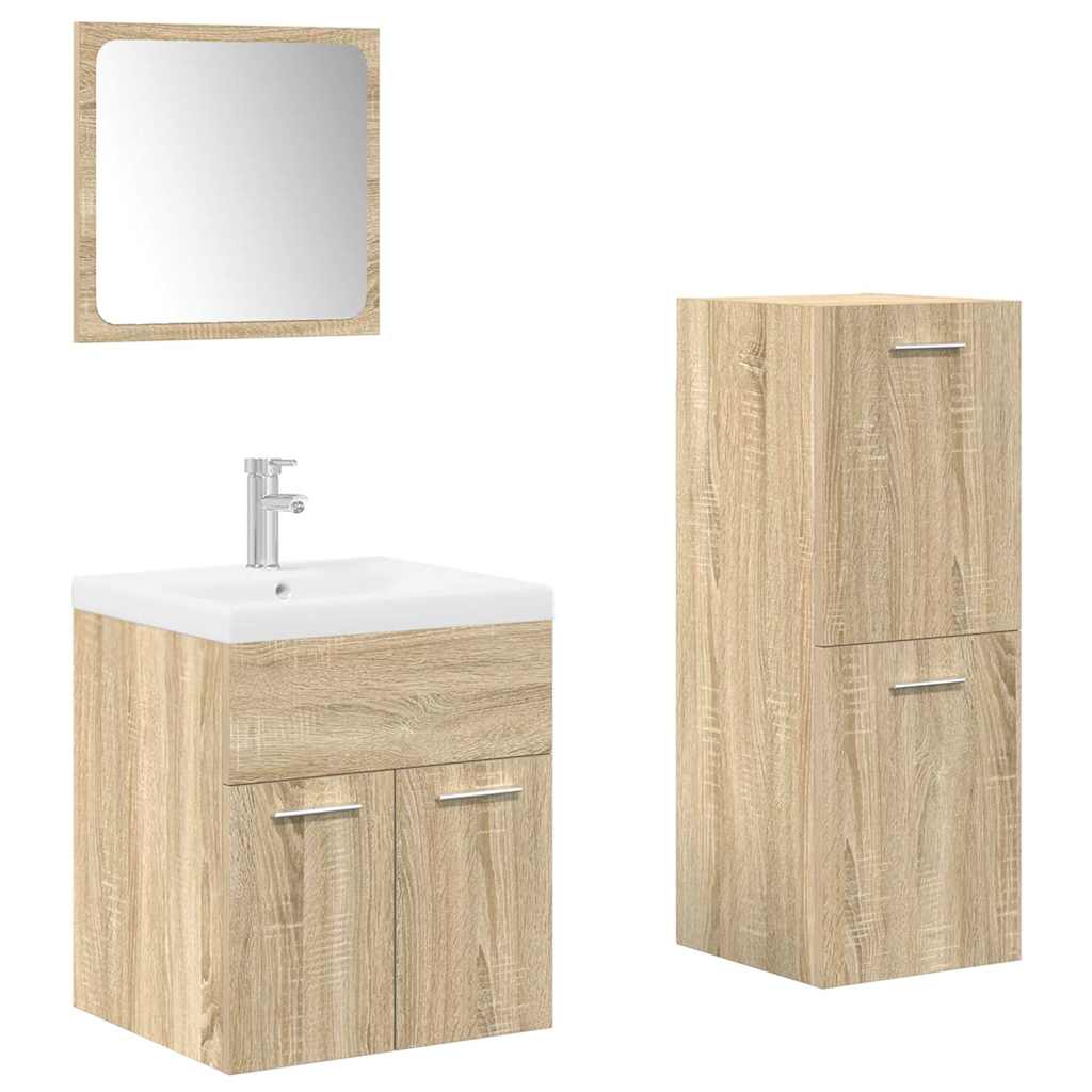 4 Piece Bathroom Furniture Set Sonoma Oak Engineered Wood