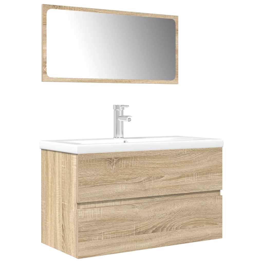 3 Piece Bathroom Furniture Set Sonoma Oak Engineered Wood