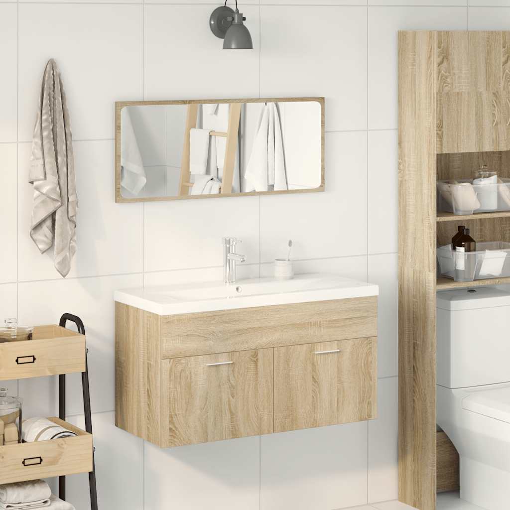3 Piece Bathroom Furniture Set Sonoma Oak Engineered Wood