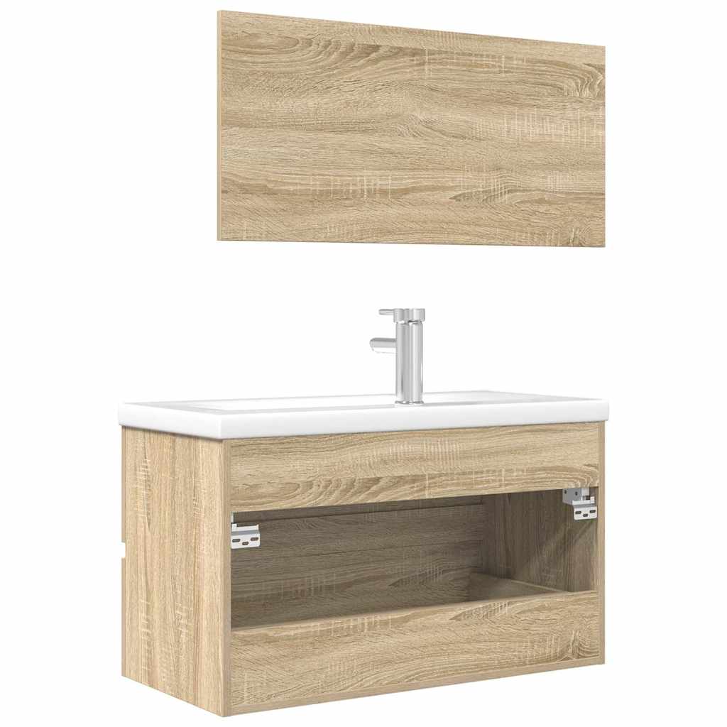 3 Piece Bathroom Furniture Set Sonoma Oak Engineered Wood