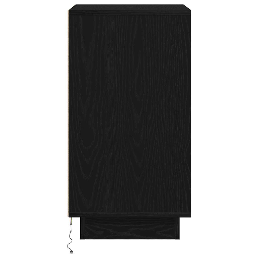 Bedside Cabinet with LED Lights Black 38x34x65 cm