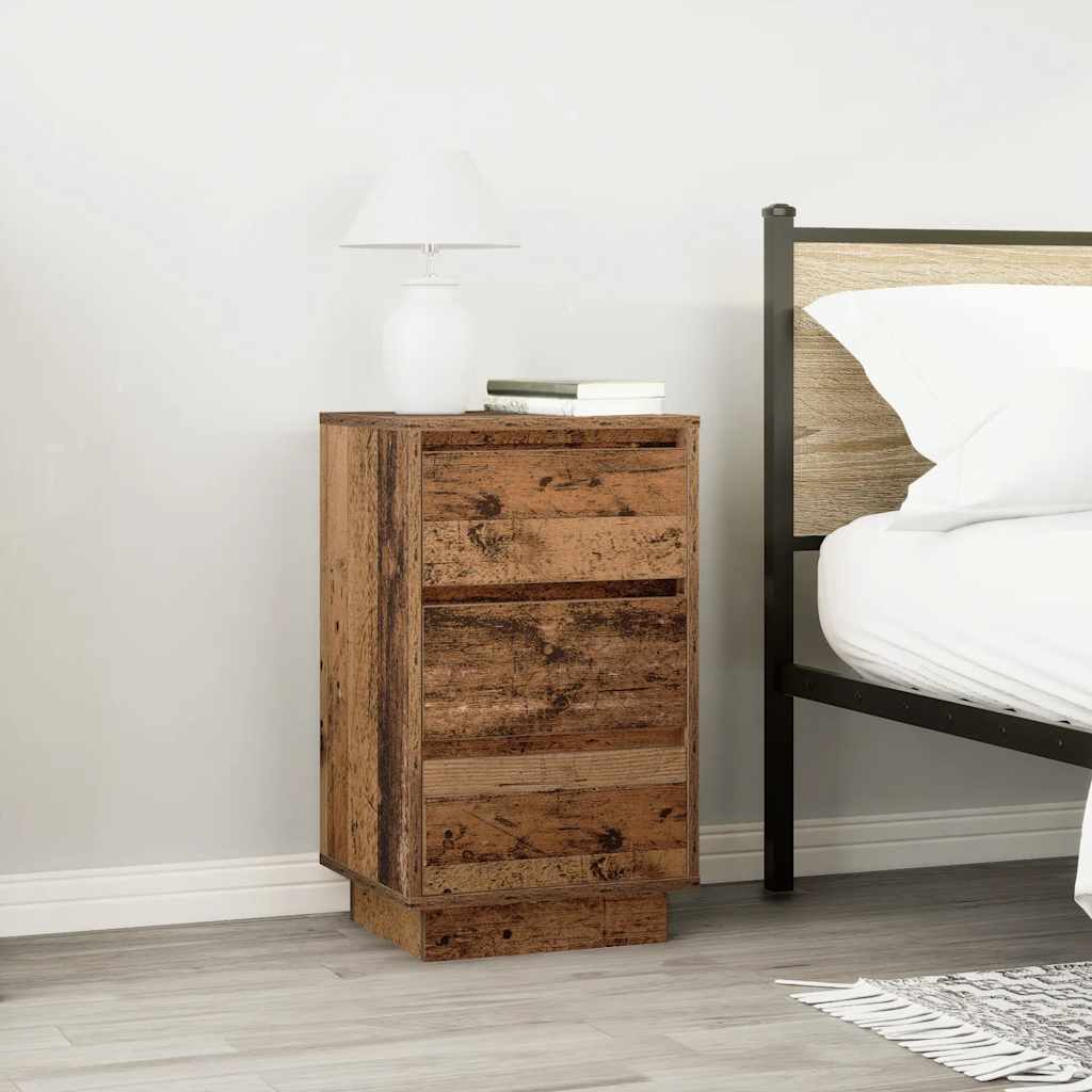 Bedside Cabinet with LED Lights Old Wood 38x34x65 cm