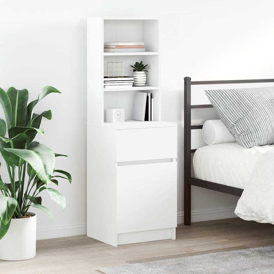 Bedside Cabinet White 39x35x125 cm Engineered Wood