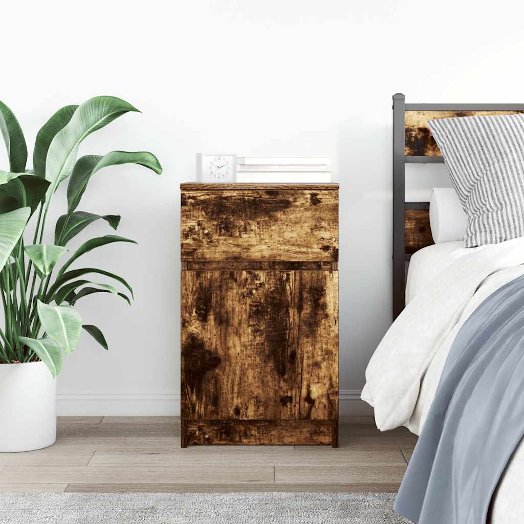 Bedside Cabinet Smoked Oak 39x35x65 cm Engineered Wood