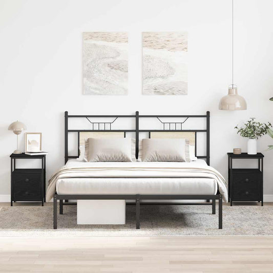 Bedside Cabinets 2 pcs Black Oak 34x35.5x50 cm Engineered Wood