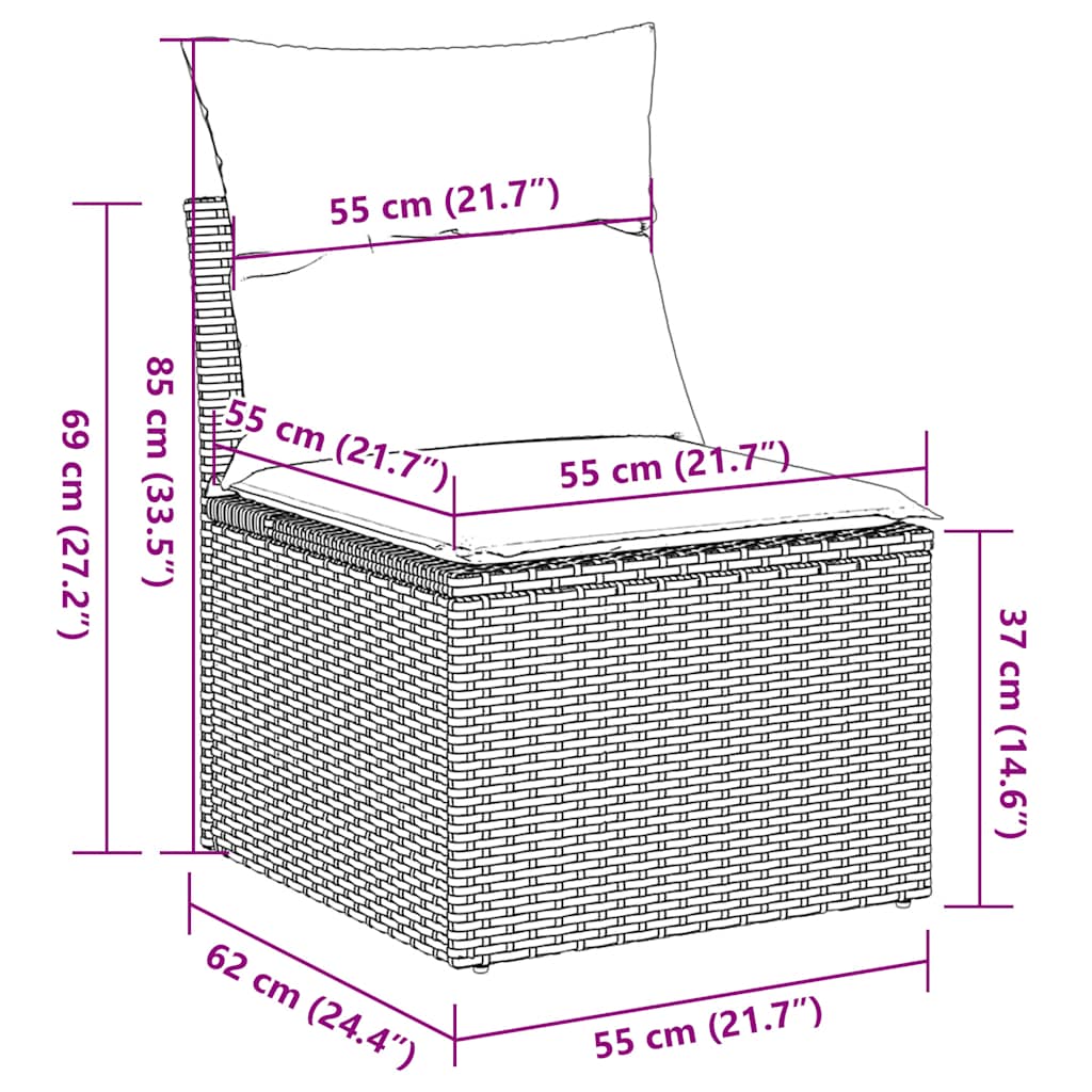 2 Piece Garden Sofa Set with Cushions Light Grey Poly Rattan Acacia