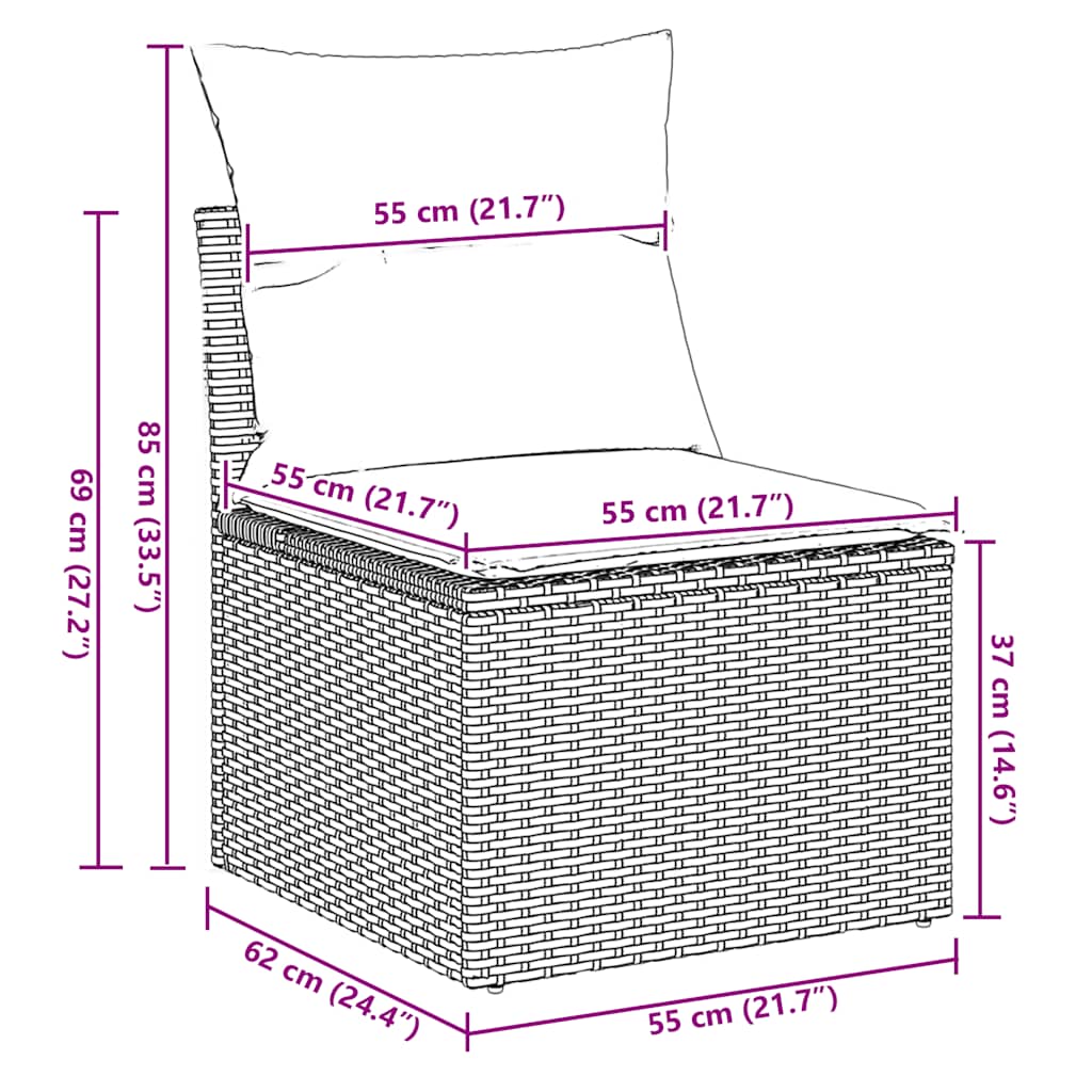 2 Piece Garden Sofa Set with Cushions Brown Poly Rattan Acacia