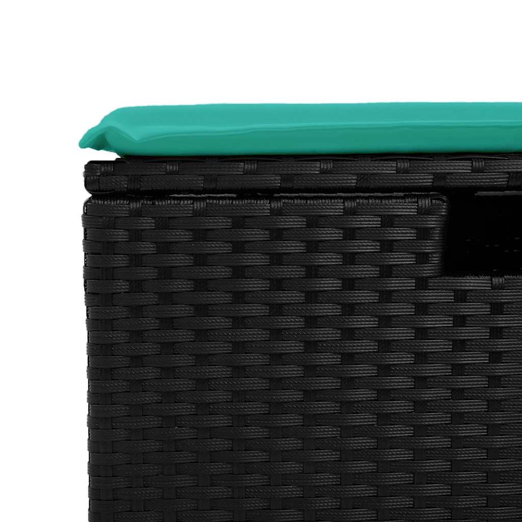 2 Piece Garden Sofa Set with Cushions Black Poly Rattan Acacia