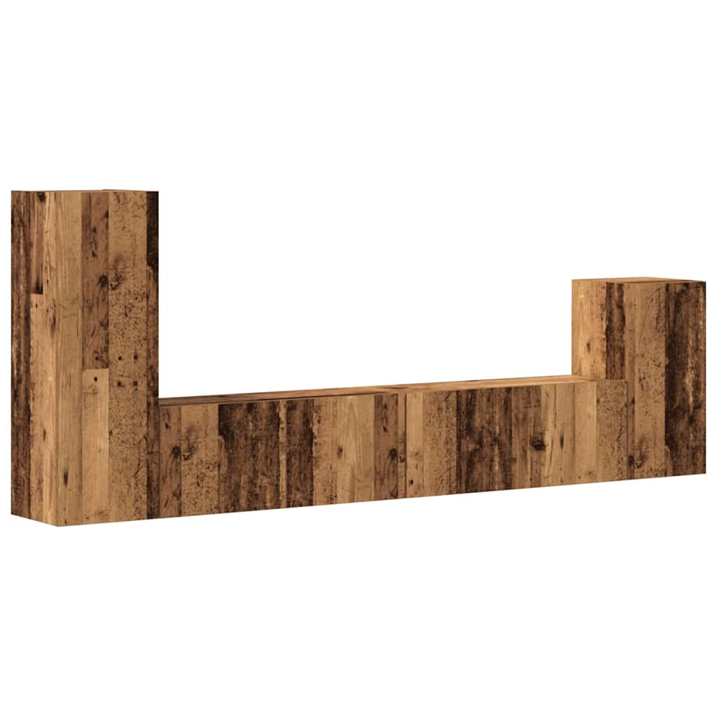 4 Piece TV Cabinet Set Wall-mounted Old Wood Engineered Wood