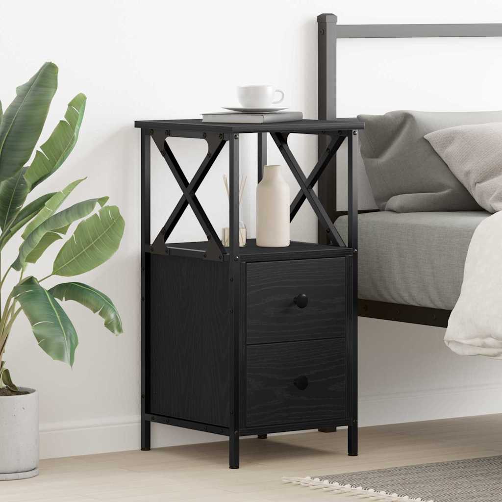 Bedside Cabinet with Drawer Black oak 34 x 35.5 x 70 cm