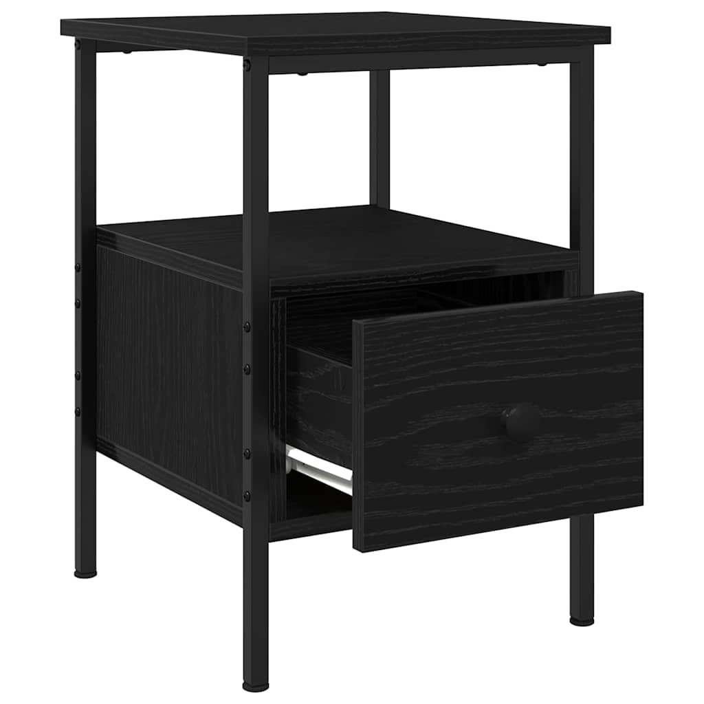 Bedside Cabinet with Drawer Black oak 34 x 36 x 50 cm