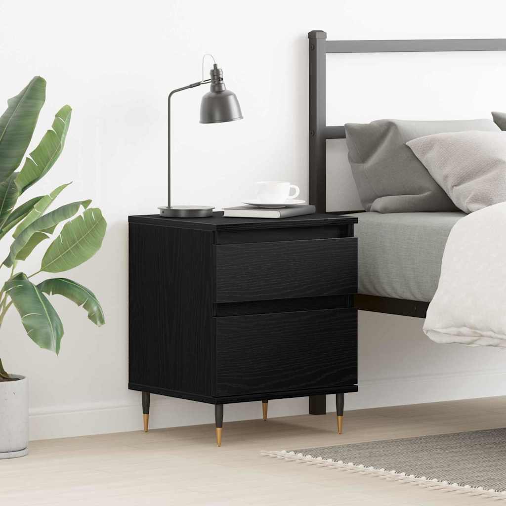 Bedside Cabinet with Drawer Black Oak 40 x 35 x 50 cm