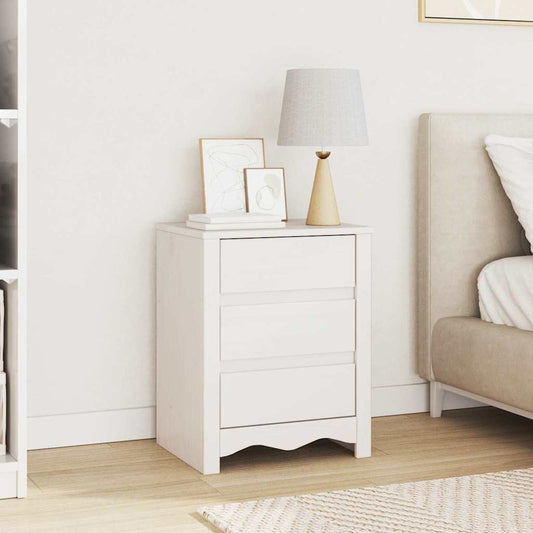 Bedside Cabinet Drammen White 45 x 35 x 56 cm Solid pine wood